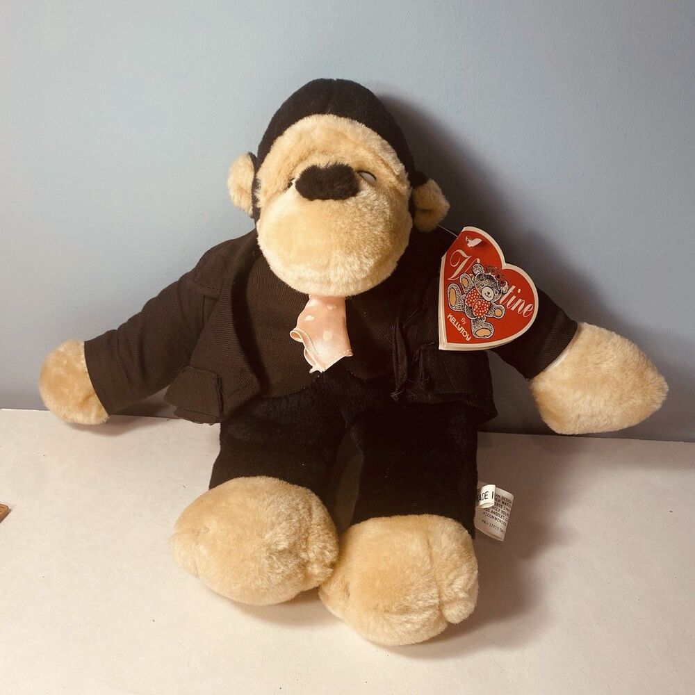 Kellytoy RETIRED Valentine Plush Stuffed Dressed Monkey 13” W Tags Playpet